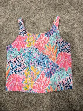 Lilly Pulitzer Multicolor Coral Print Tank Top - Pink, Blue & Yellow